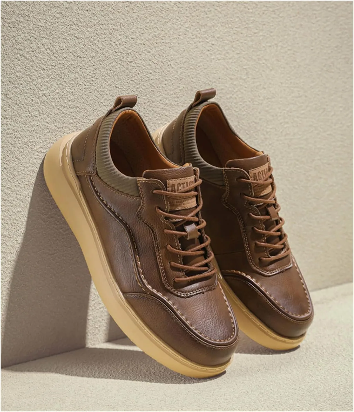Men's Leather Lace-Up Oxford Dress Sneaker Shoes Fashion Slip-On Business Casual Shoes Comfortable Office Work Shoes