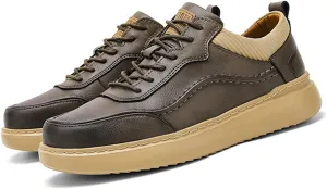 Men's Leather Lace-Up Oxford Dress Sneaker Shoes Fashion Slip-On Business Casual Shoes Comfortable Office Work Shoes