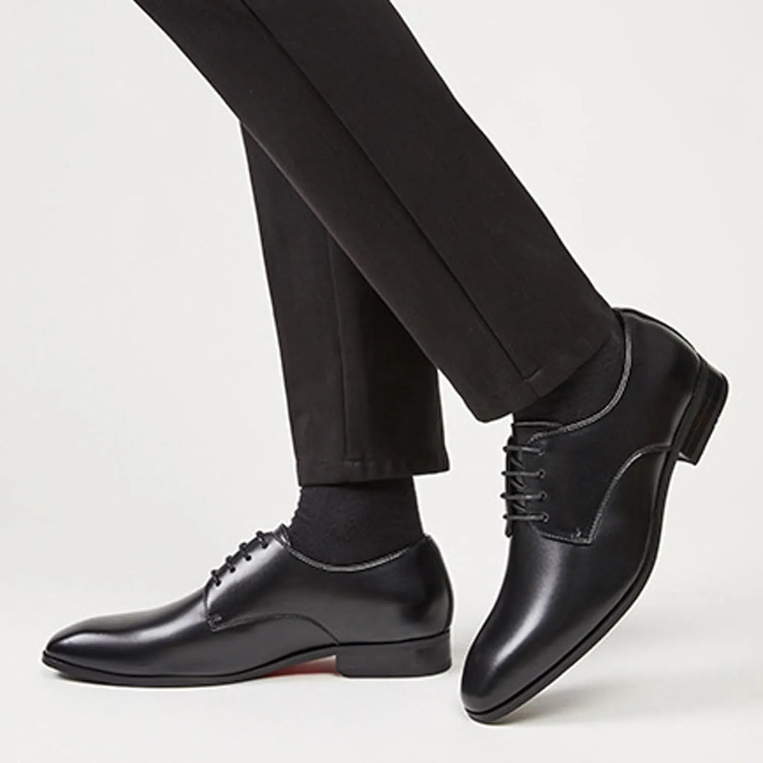 Men's Leather Pointed Toe Lace Up Dress Oxford Shoes,Classic Comfortable Slip-On Business Casual Shoes Non-Slip Office Wedding Formal Leather Shoes