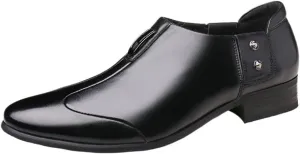Men's Leather Slip-On Dress Shoes, Trendy Pointed-Toe Business Casual Shoes, Comfortable & Breathable for Events & Daily Wear