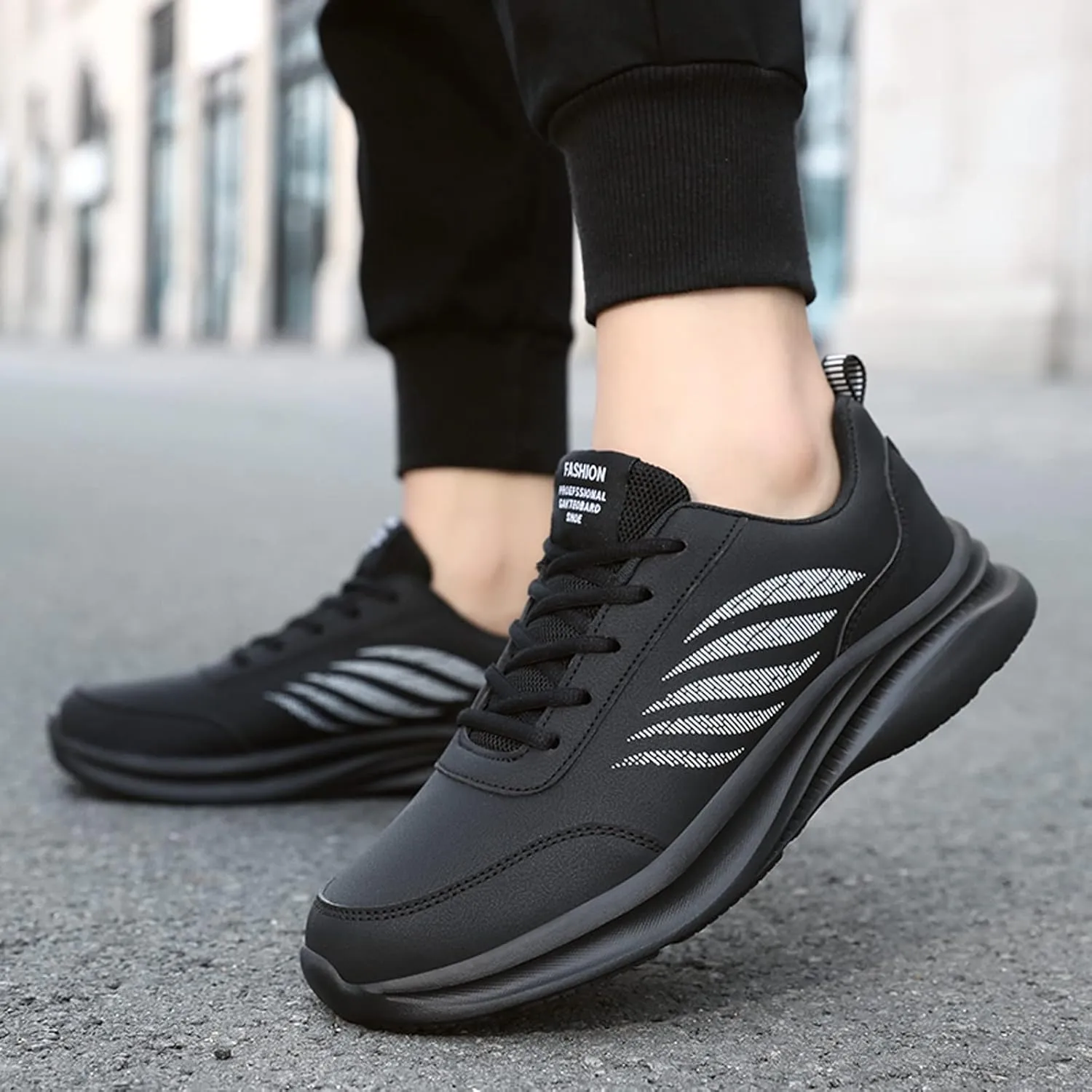 Men's Lightweight Cushion Sneakers Breathable and Light Outdoor Comfy Walking Shoe Casual Elderly Lace Up Shoes