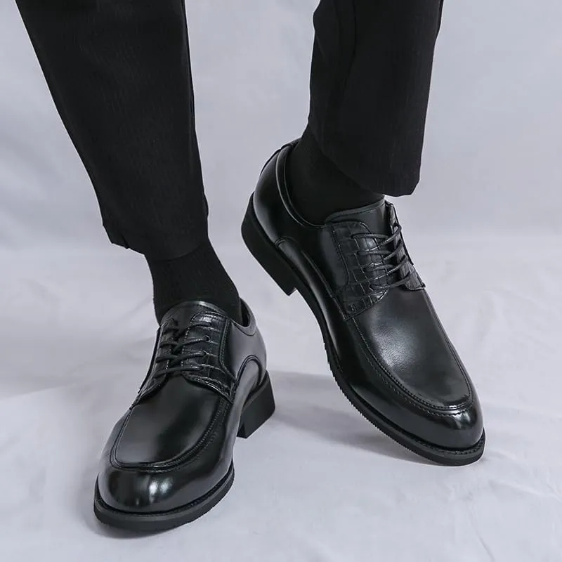 Mens Oxfords Fashion Pointed Toe Lace Up Lug Sole Business Office Dress Shoes for Daily Walking Shoes