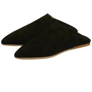 Men's Pointed Black Moroccan Babouches Leather Slippers