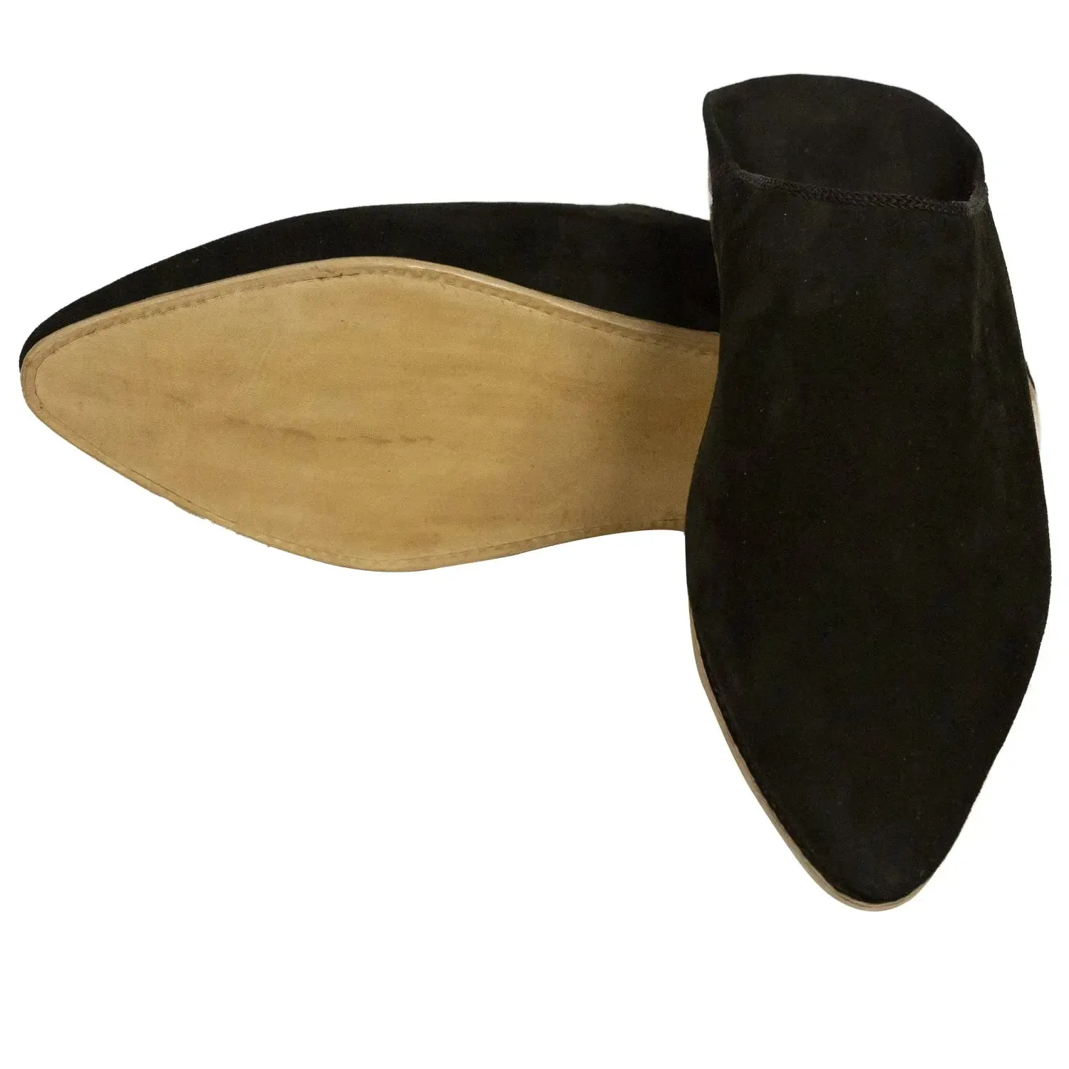 Men's Pointed Black Moroccan Babouches Leather Slippers