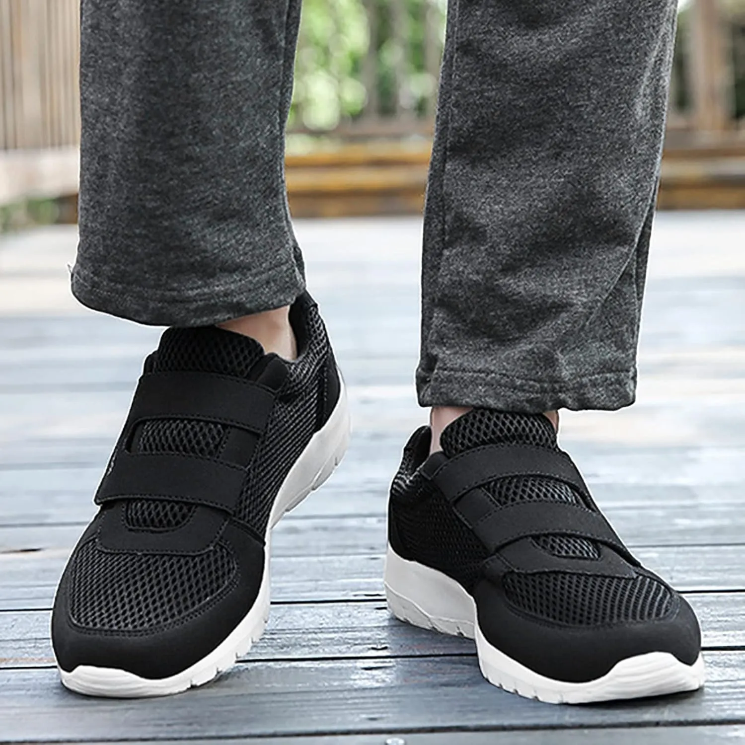 Men's Reathable Stretch Canvas Shoes Lightweight Sport Gym Jogging Walking Sneaker Lightweight Minimalist Shoes