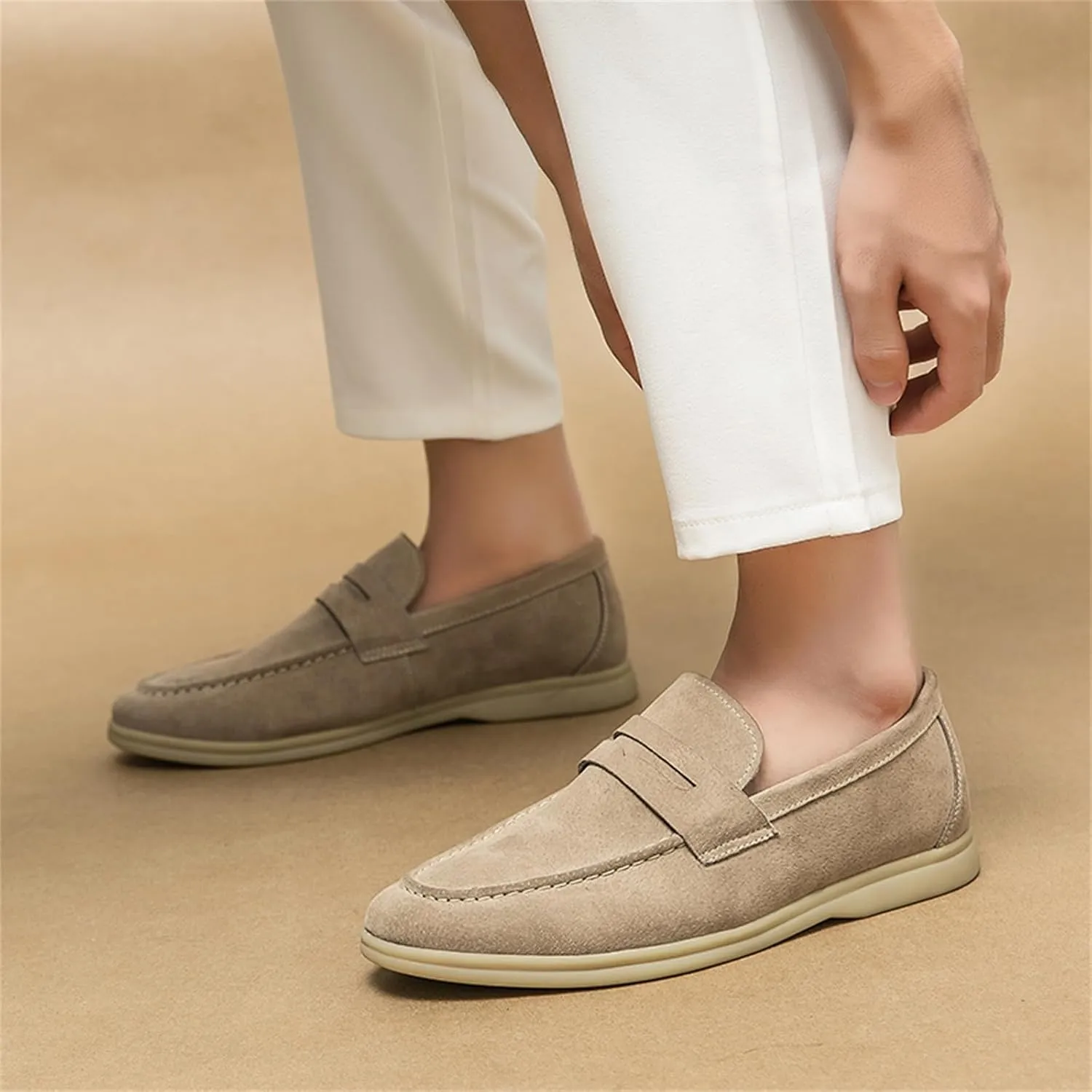Men's Retro Business Formal Leather Penny Loafers Slip on Flat Lightweight Driving Boat Shoes