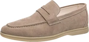 Men's Retro Business Formal Leather Penny Loafers Slip on Flat Lightweight Driving Boat Shoes