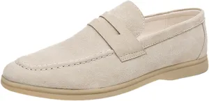 Men's Retro Business Formal Leather Penny Loafers Slip on Flat Lightweight Driving Boat Shoes