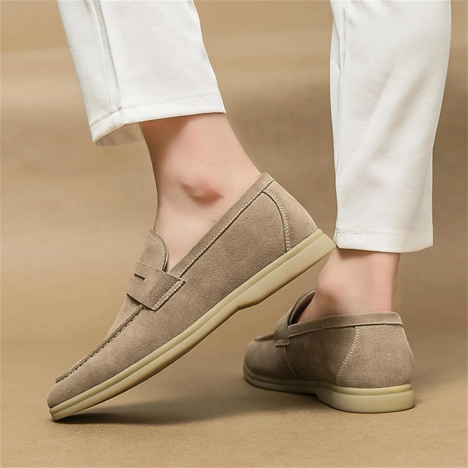 Men's Retro Business Formal Leather Penny Loafers Slip on Flat Lightweight Driving Boat Shoes