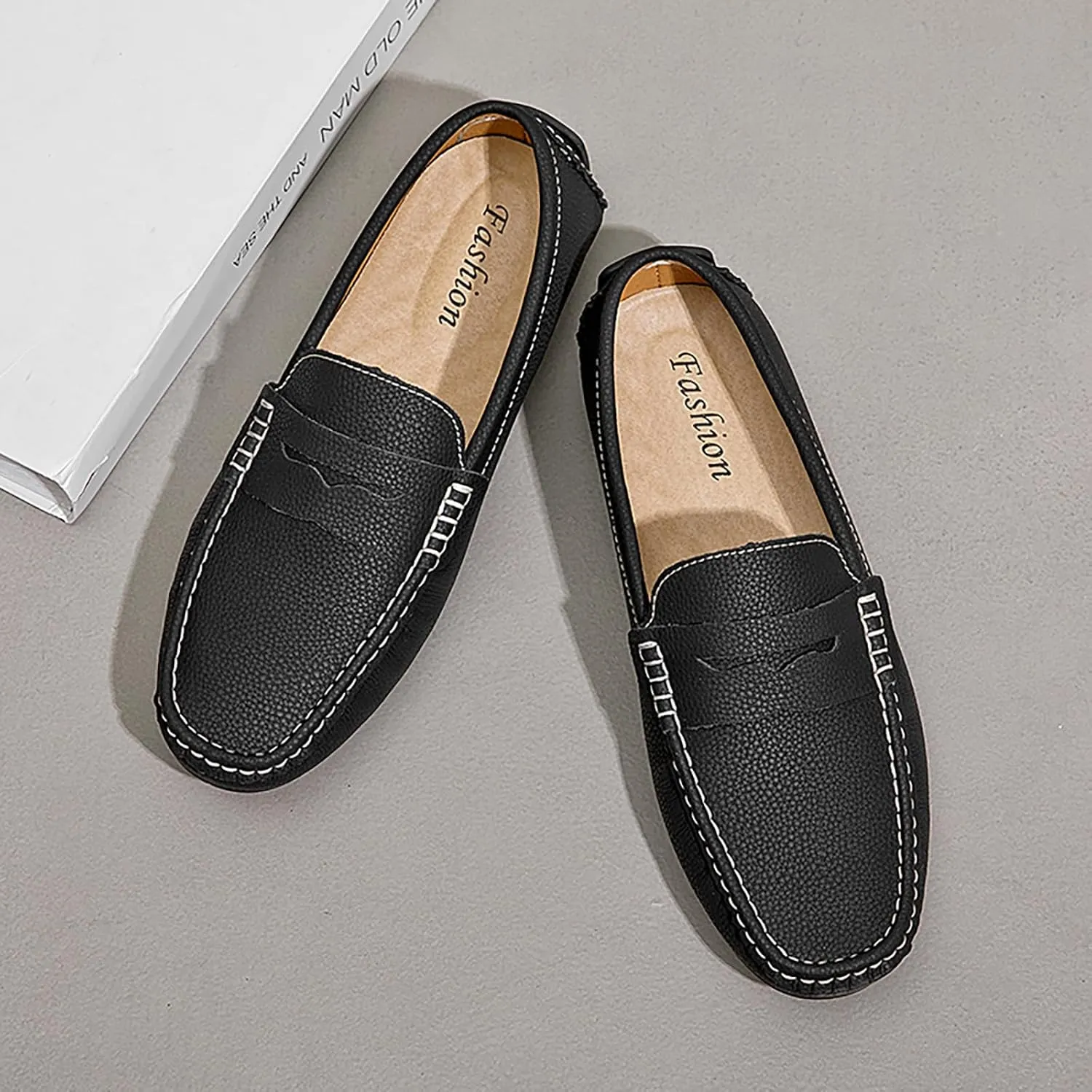 Men's Slip-On Leather Loafers, Stylish Business Casual Shoes