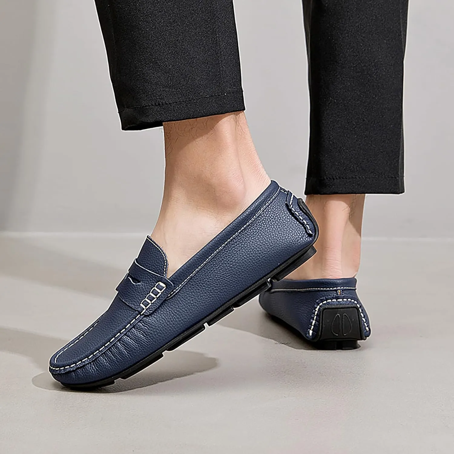Men's Slip-On Leather Loafers, Stylish Business Casual Shoes