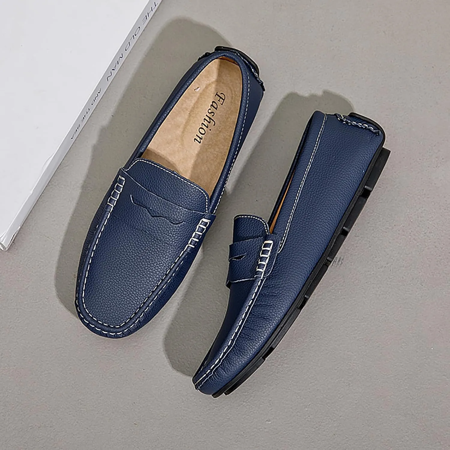 Men's Slip-On Leather Loafers, Stylish Business Casual Shoes
