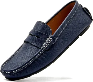 Men's Slip-On Leather Loafers, Stylish Business Casual Shoes