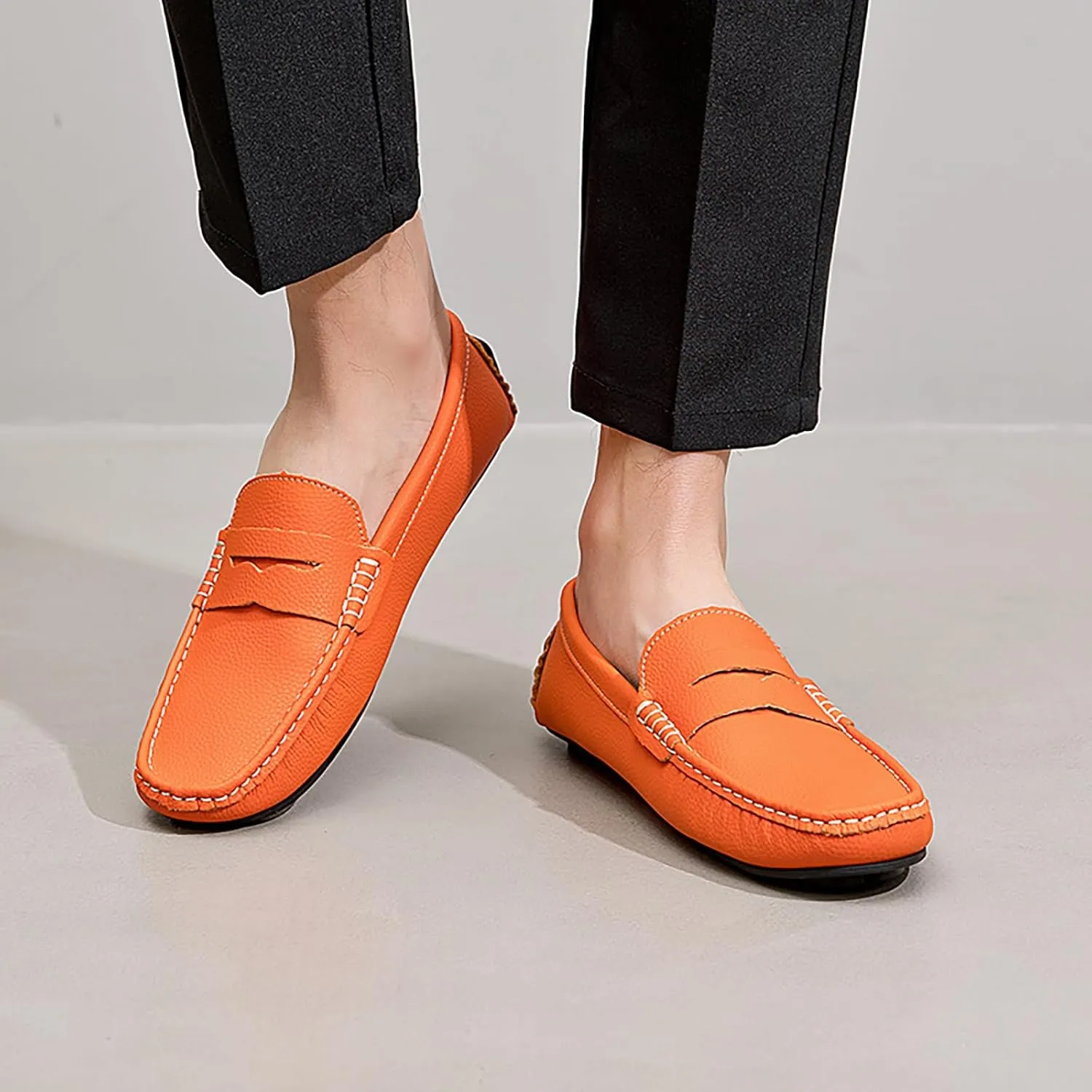 Men's Slip-On Leather Loafers, Stylish Business Casual Shoes