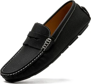Men's Slip-On Leather Loafers, Stylish Business Casual Shoes