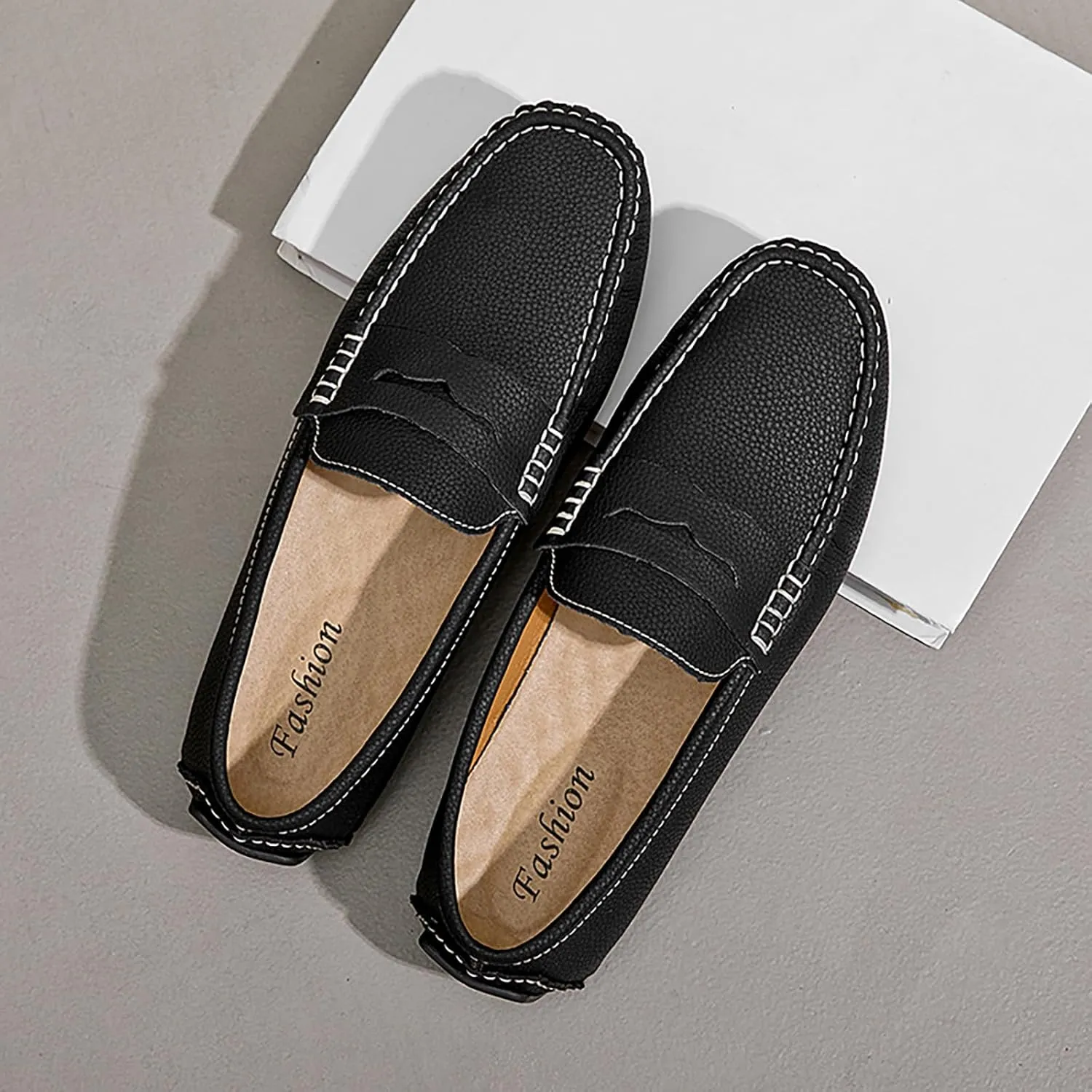 Men's Slip-On Leather Loafers, Stylish Business Casual Shoes
