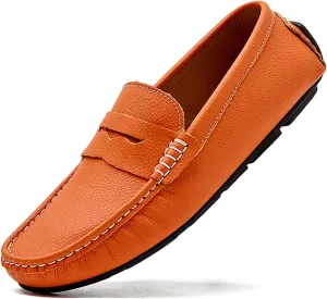 Men's Slip-On Leather Loafers, Stylish Business Casual Shoes