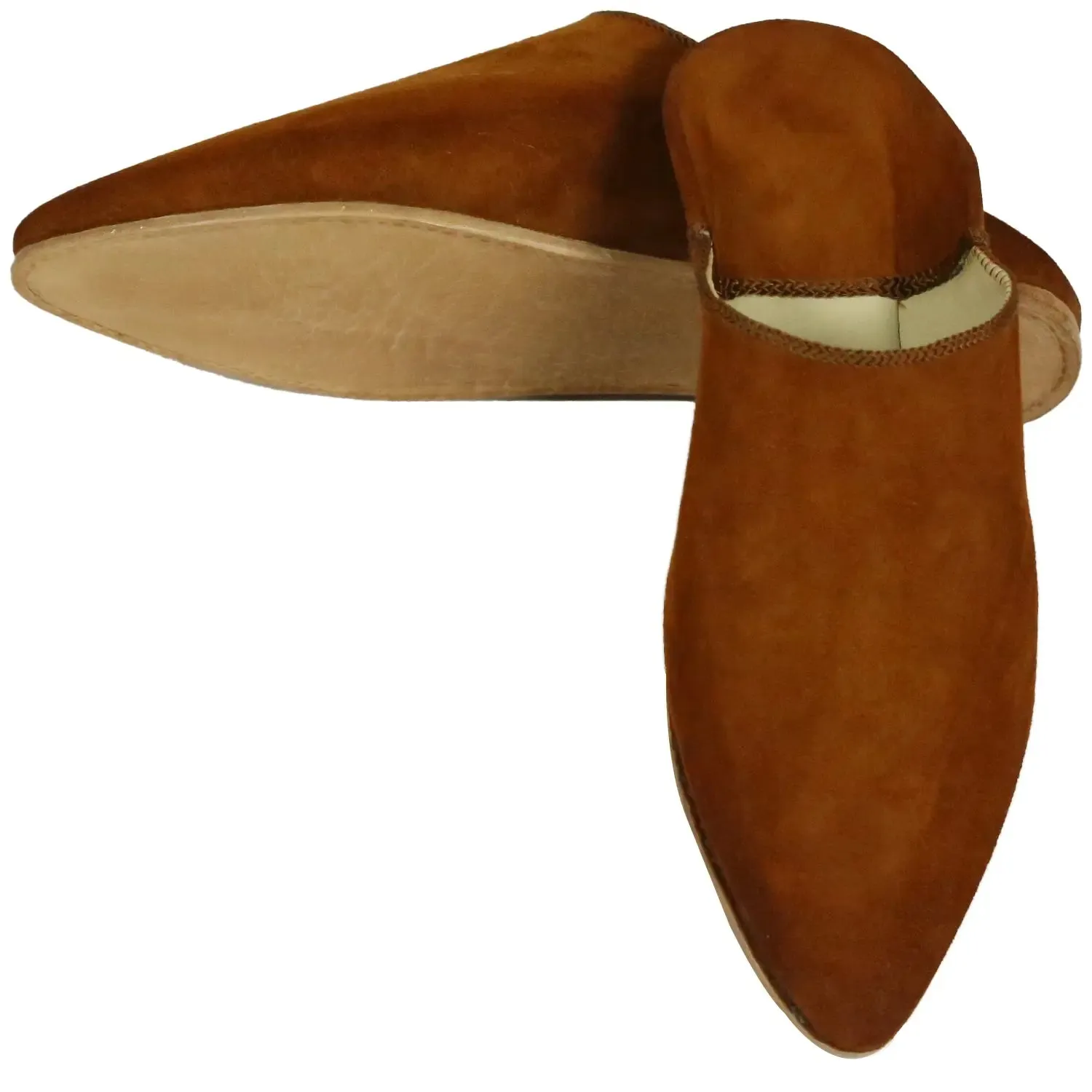 Men's Suede Brown Moroccan Babouches Leather Slippers