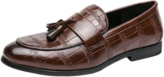 Men's Tassel Slip On Loafers, Soft Sole Lightweight Casual Business Dress Shoes for Office, Outdoor, and Everyday Wear