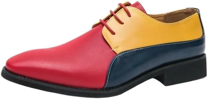 Men's Wingtip Two Tone Patchwork Brogue Oxfords Shoes Pointed Toe Rubber Sole Non Slip Low Top Casual Comfortable for Work Office Dress Outdoor