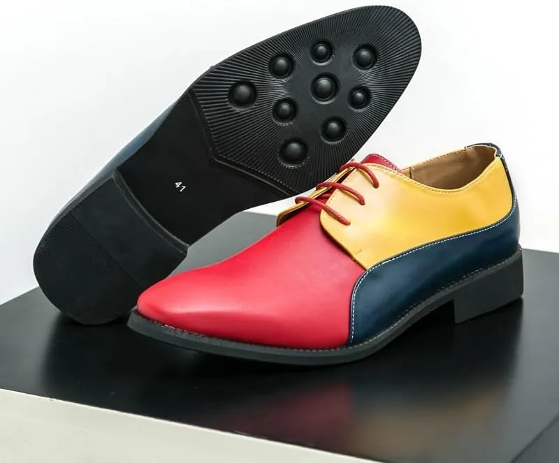 Men's Wingtip Two Tone Patchwork Brogue Oxfords Shoes Pointed Toe Rubber Sole Non Slip Low Top Casual Comfortable for Work Office Dress Outdoor