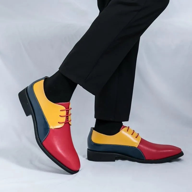 Men's Wingtip Two Tone Patchwork Brogue Oxfords Shoes Pointed Toe Rubber Sole Non Slip Low Top Casual Comfortable for Work Office Dress Outdoor