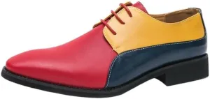 Men's Wingtip Two Tone Patchwork Brogue Oxfords Shoes Pointed Toe Rubber Sole Non Slip Low Top Casual Comfortable for Work Office Dress Outdoor