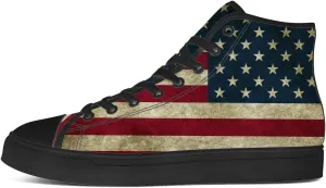 Men's Women's American Flag High Top Canvas Shoes USA Flag High Top Sneakers Lace Up Casual Shoes Gifts for Men Women