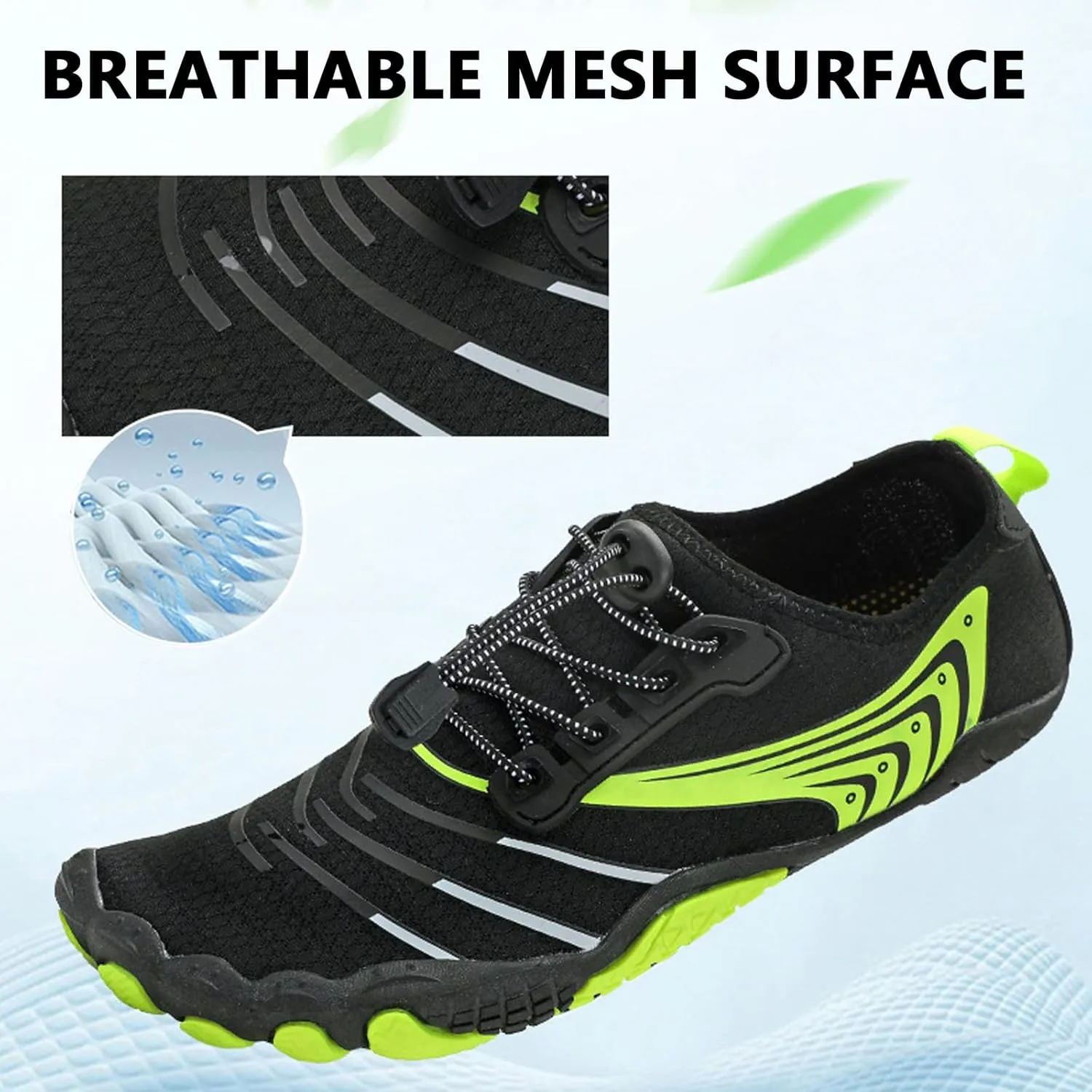 Mens Womens Beach Swim Shoes Water Shoes Quick-Dry Barefoot Sneakers Athletic Shoes for Surfing Fishing Hiking Diving(Size:6,Color:Black)