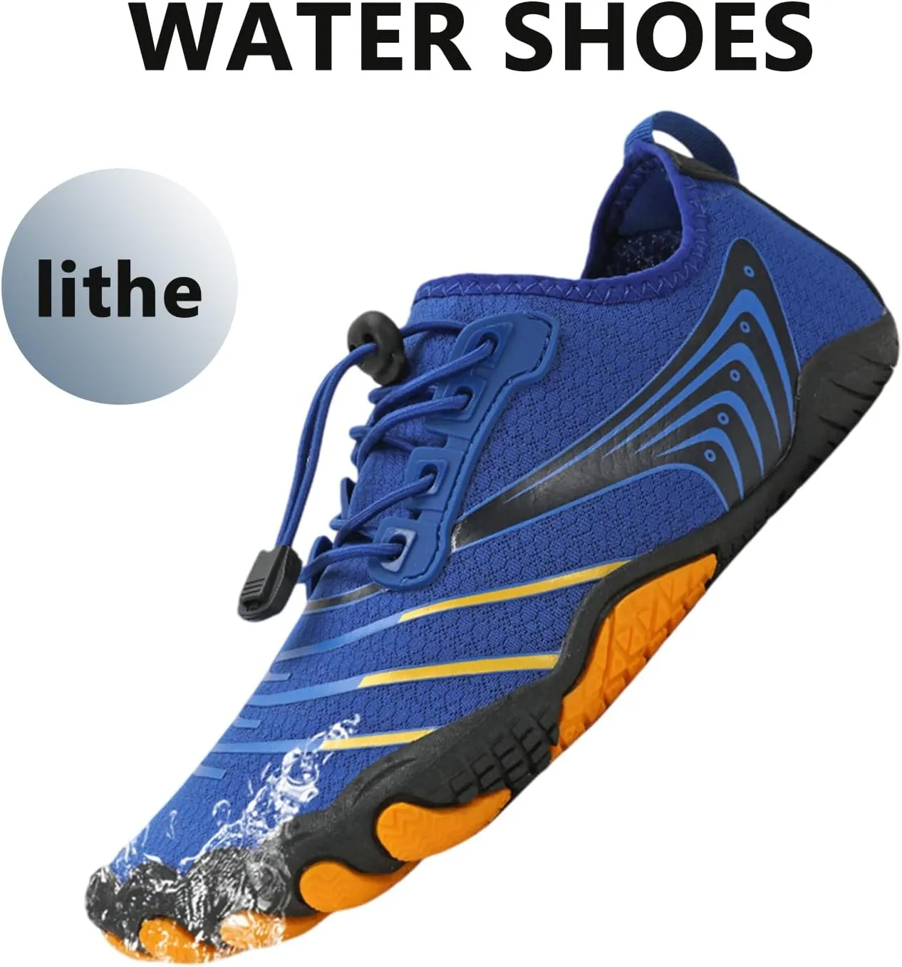Mens Womens Beach Swim Shoes Water Shoes Quick-Dry Barefoot Sneakers Athletic Shoes for Surfing Fishing Hiking Diving(Size:6,Color:Black)