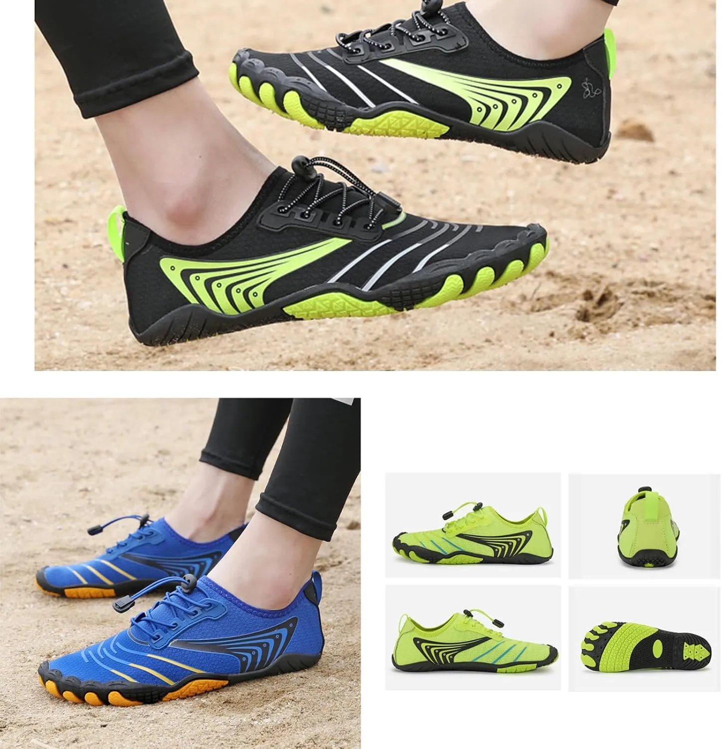 Mens Womens Beach Swim Shoes Water Shoes Quick-Dry Barefoot Sneakers Athletic Shoes for Surfing Fishing Hiking Diving(Size:6,Color:Black)