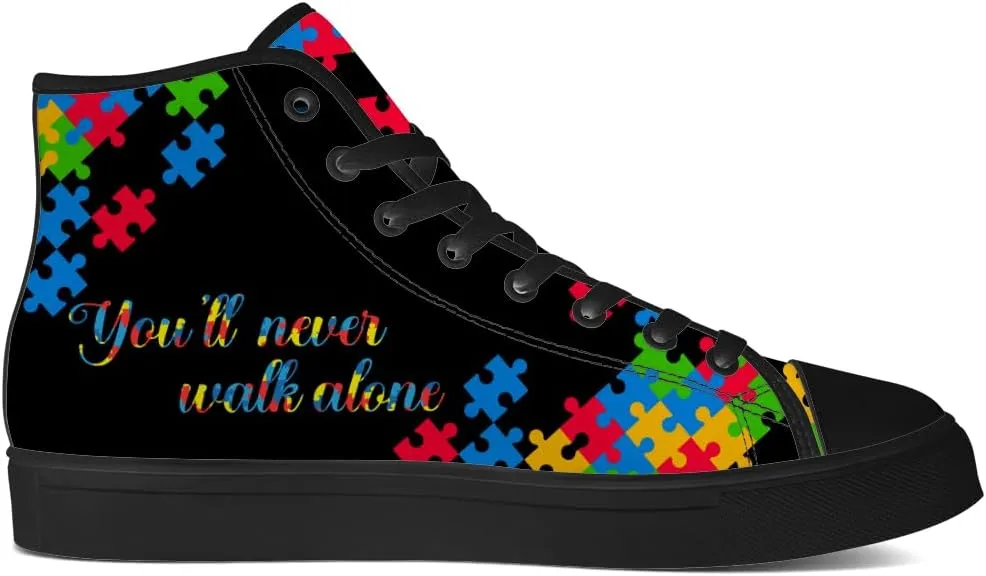 Men's Women's High Top Canvas Shoes Autism Awareness High Top Sneakers Lace Up Casual Shoes Gifts for Dad Mom