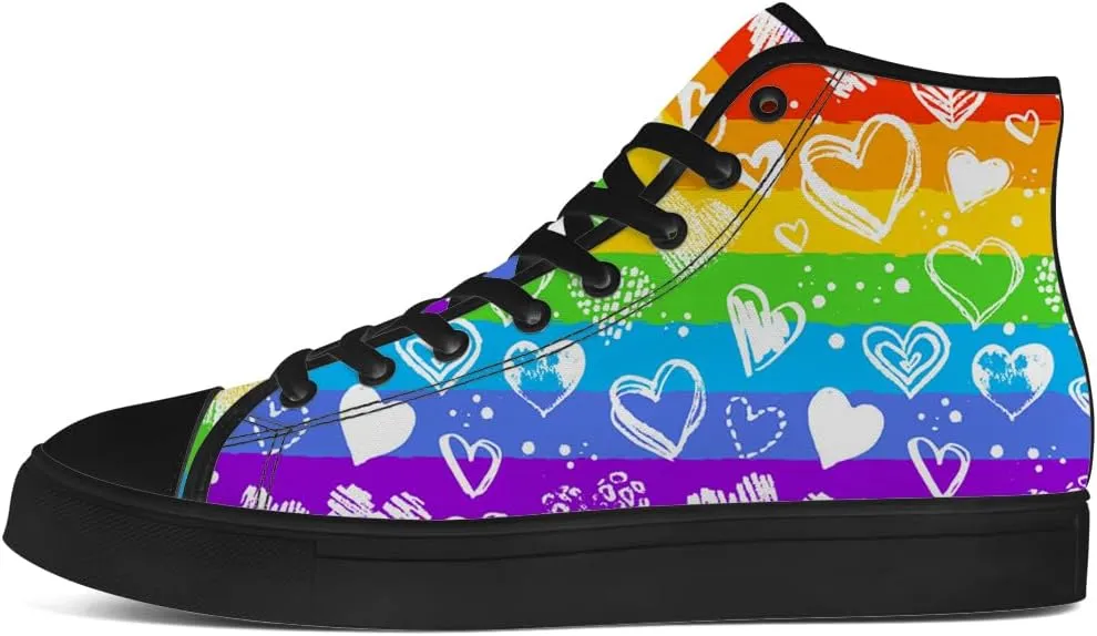 Men's Women's Rainbow High Top Canvas Shoes LGBT High Top Sneakers Lace Up Casual Shoes Gifts for Men Women