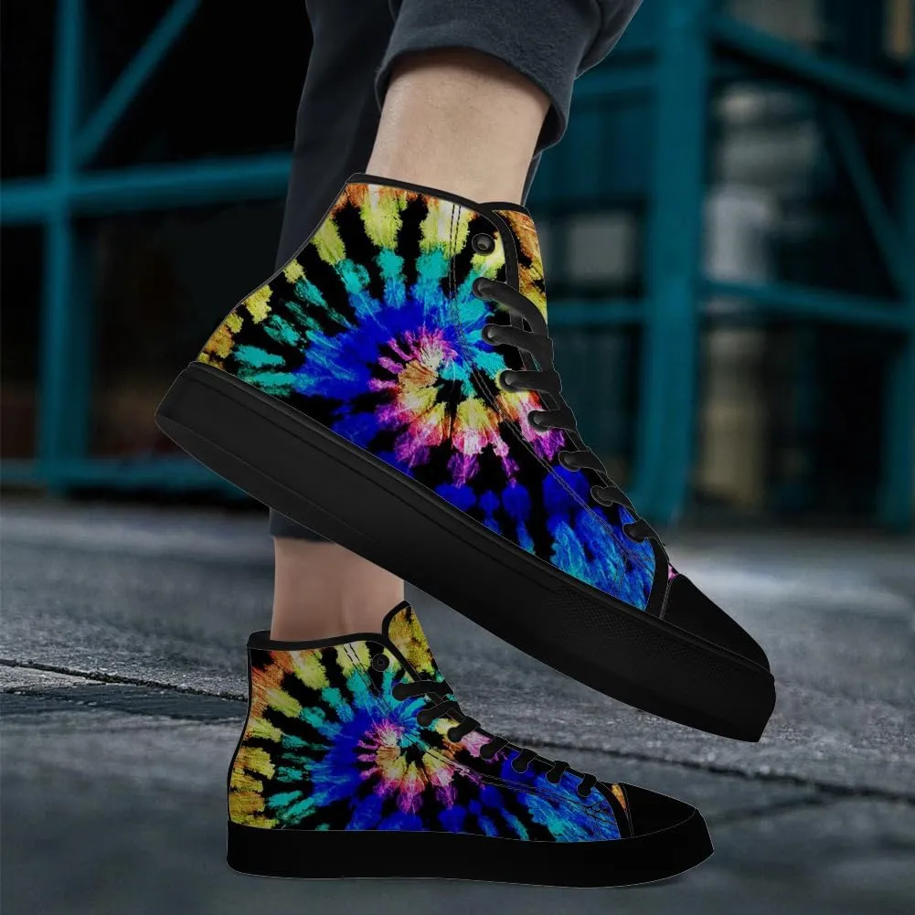 Men's Women's Tie Dye High Top Canvas Shoes High Top Sneakers Lace Up Casual Shoes Gifts for Men Women