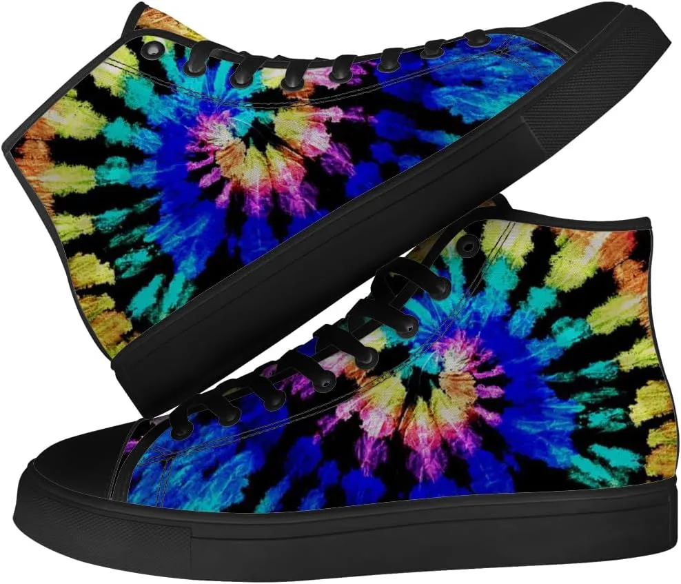 Men's Women's Tie Dye High Top Canvas Shoes High Top Sneakers Lace Up Casual Shoes Gifts for Men Women