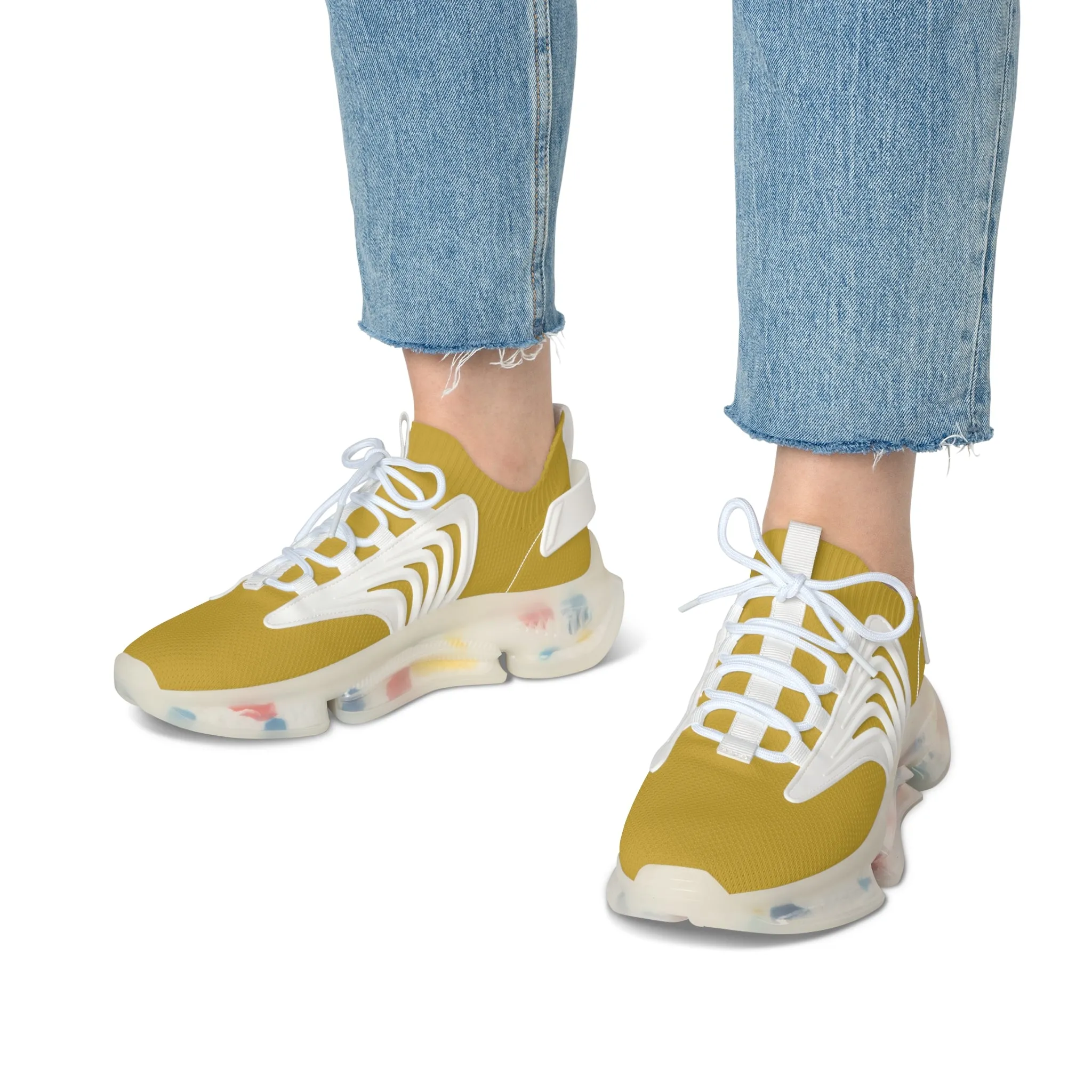 Metallic Gold Women's Mesh Sneakers