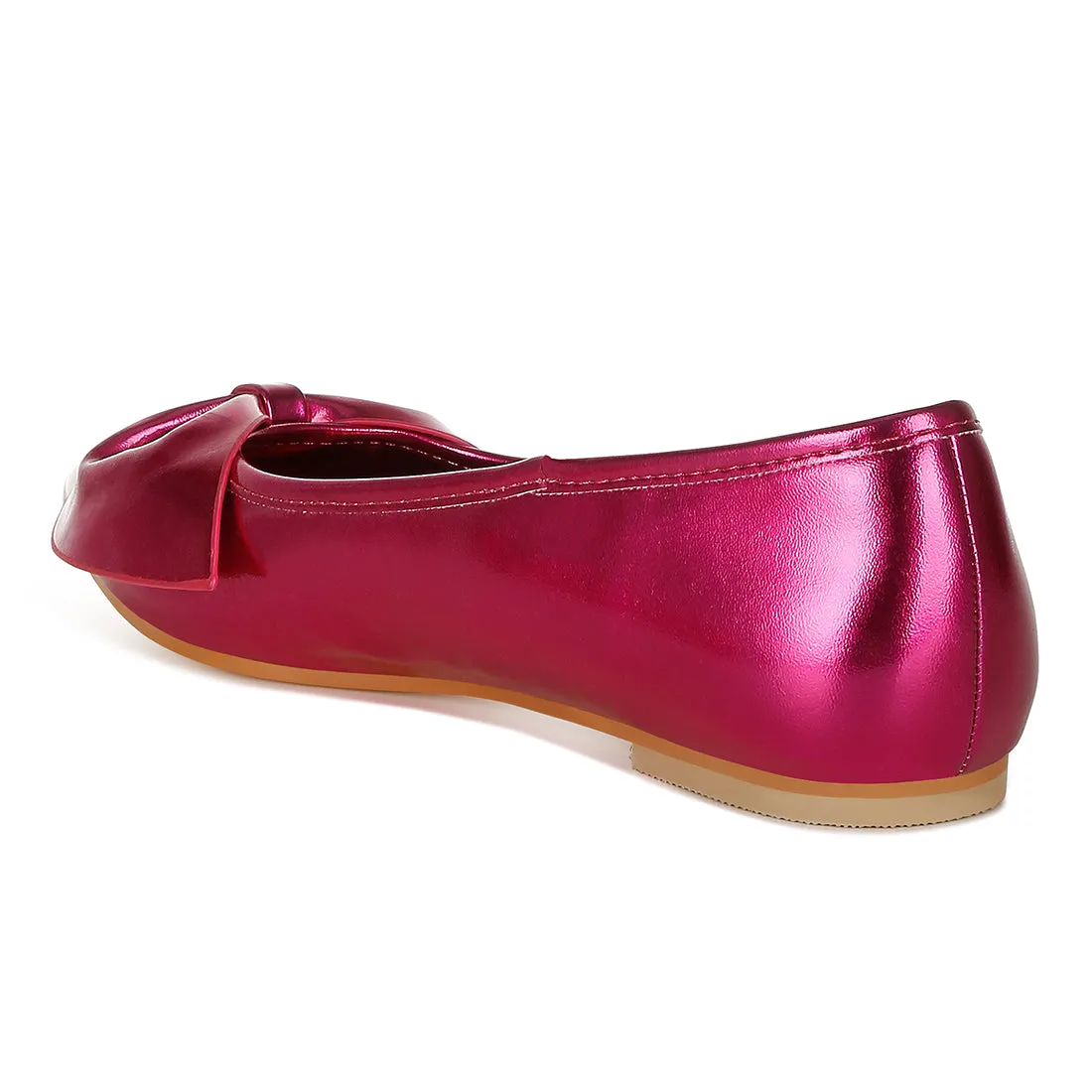 Metallic Pleather Bow Ballerinas