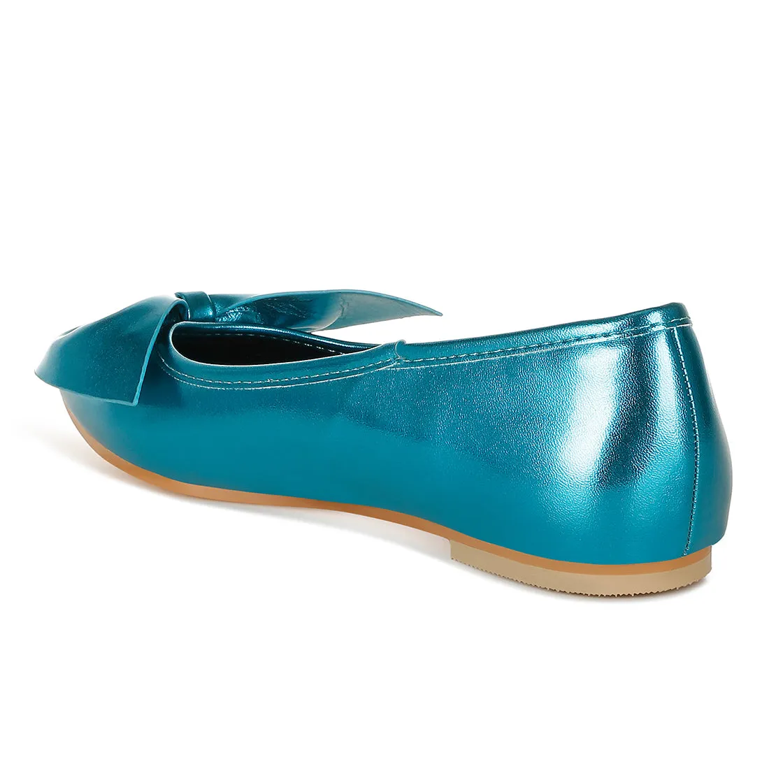 Metallic Pleather Bow Ballerinas