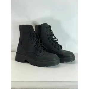 MIA Women's Black Faux-Leather Lilith LugSole Lace-Up Side-Zip Combat Boot SZ8.5