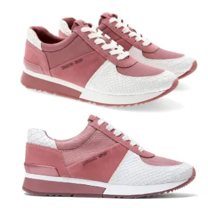 Michael Kors Women's Allie Trainer Embossed Leather Sneakers Shoes