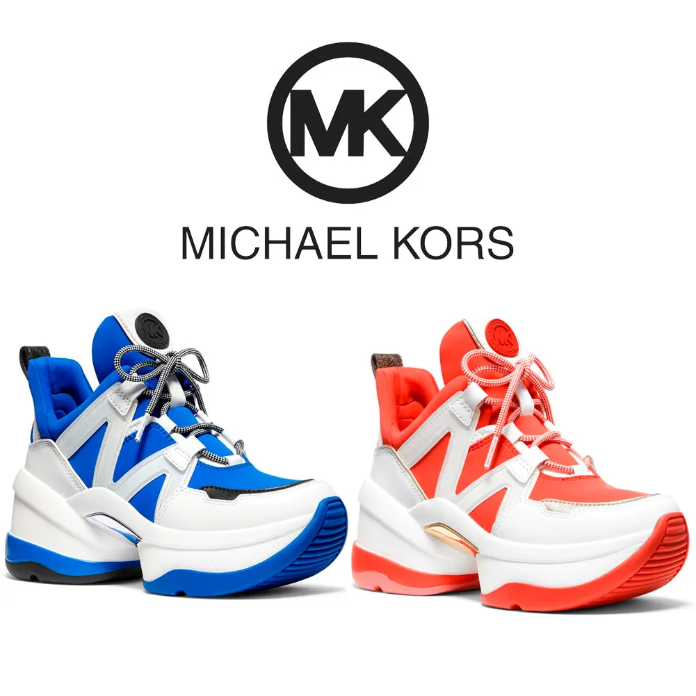 Michael Kors Women's Olympia Leather and Scuba Trainer Sneakers