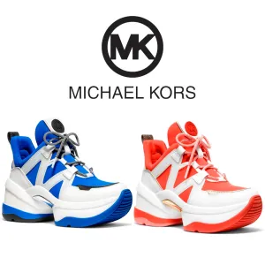 Michael Kors Women's Olympia Leather and Scuba Trainer Sneakers