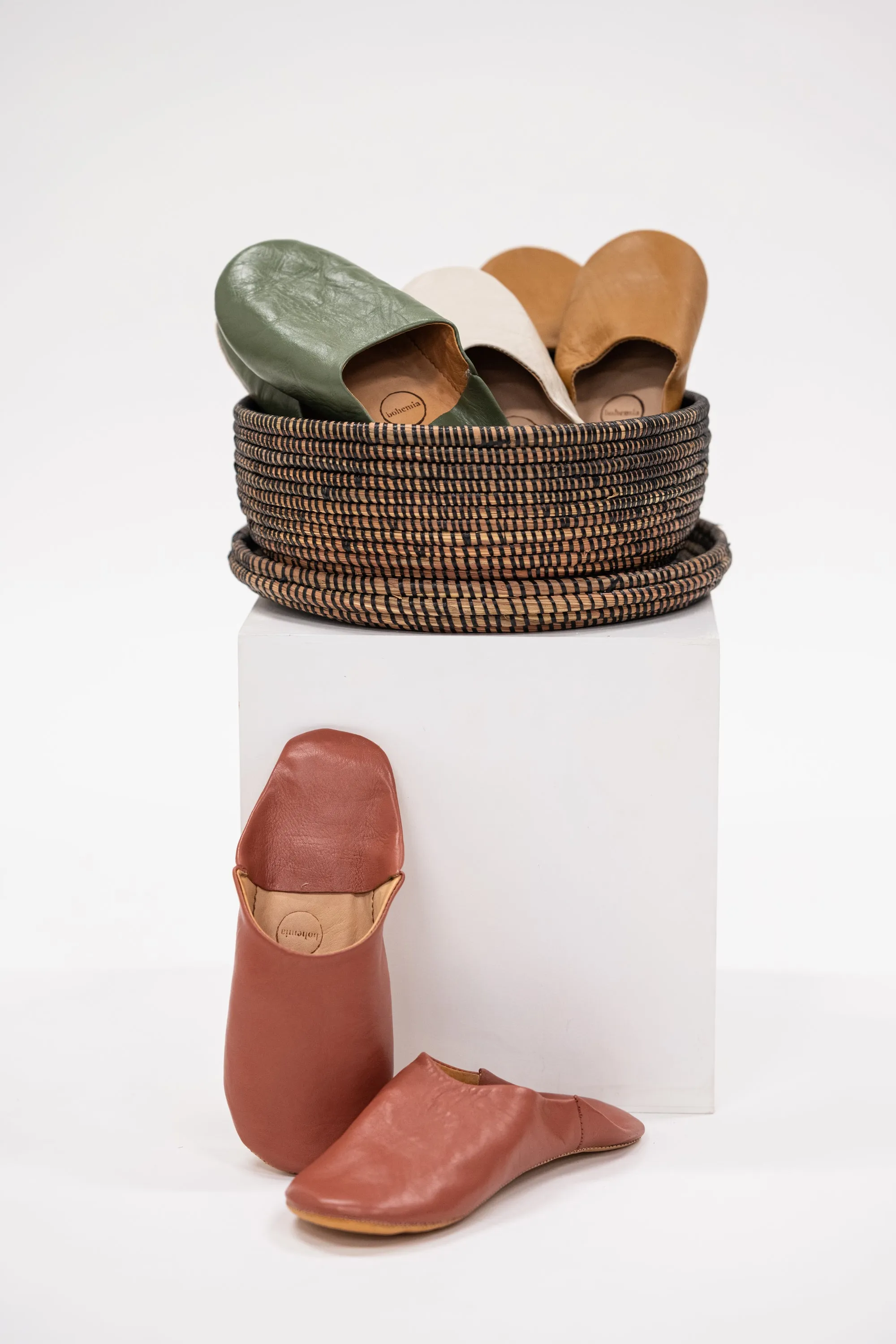 Moroccan Babouche Slippers, Terracotta