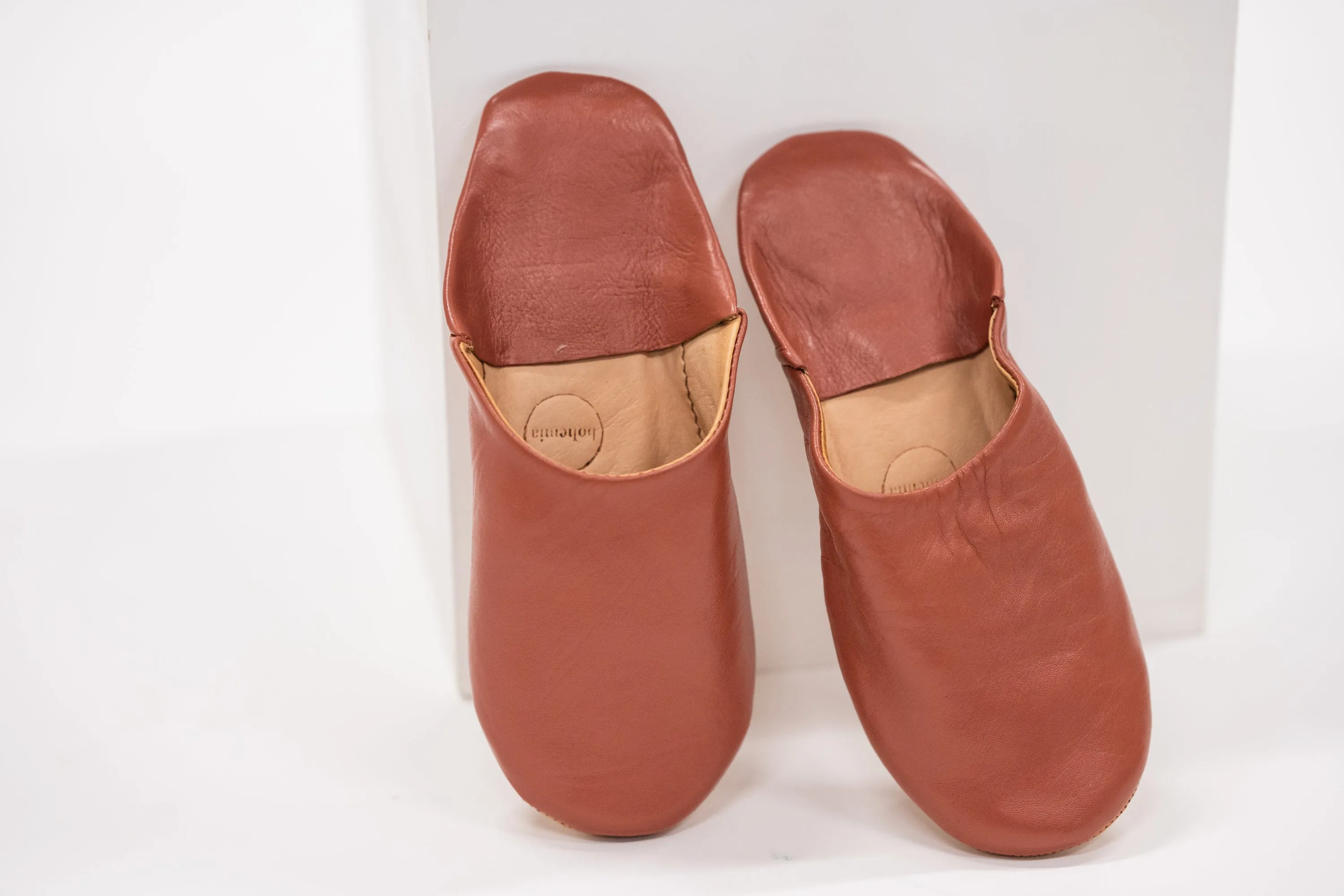 Moroccan Babouche Slippers, Terracotta