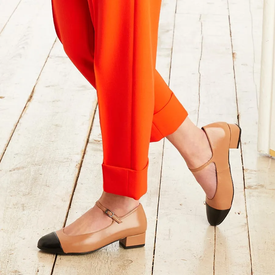 Nancy: Camel & Black Leather
