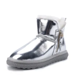Natural Fur Lined Real Leather Snow Boots