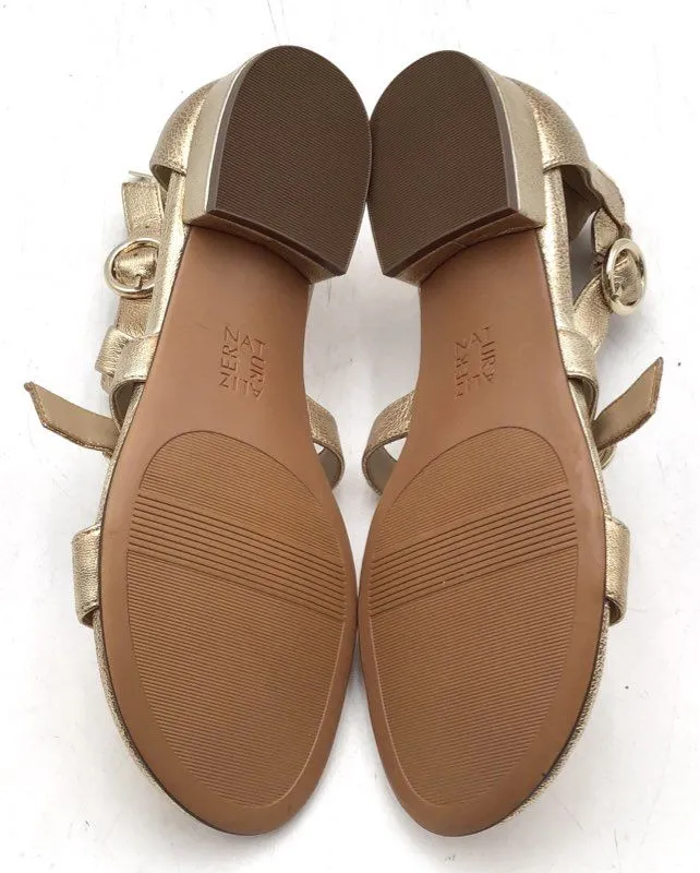 Naturalizer Women's Mabel Gold Leather Ankle Strap Sandals - Size 7M