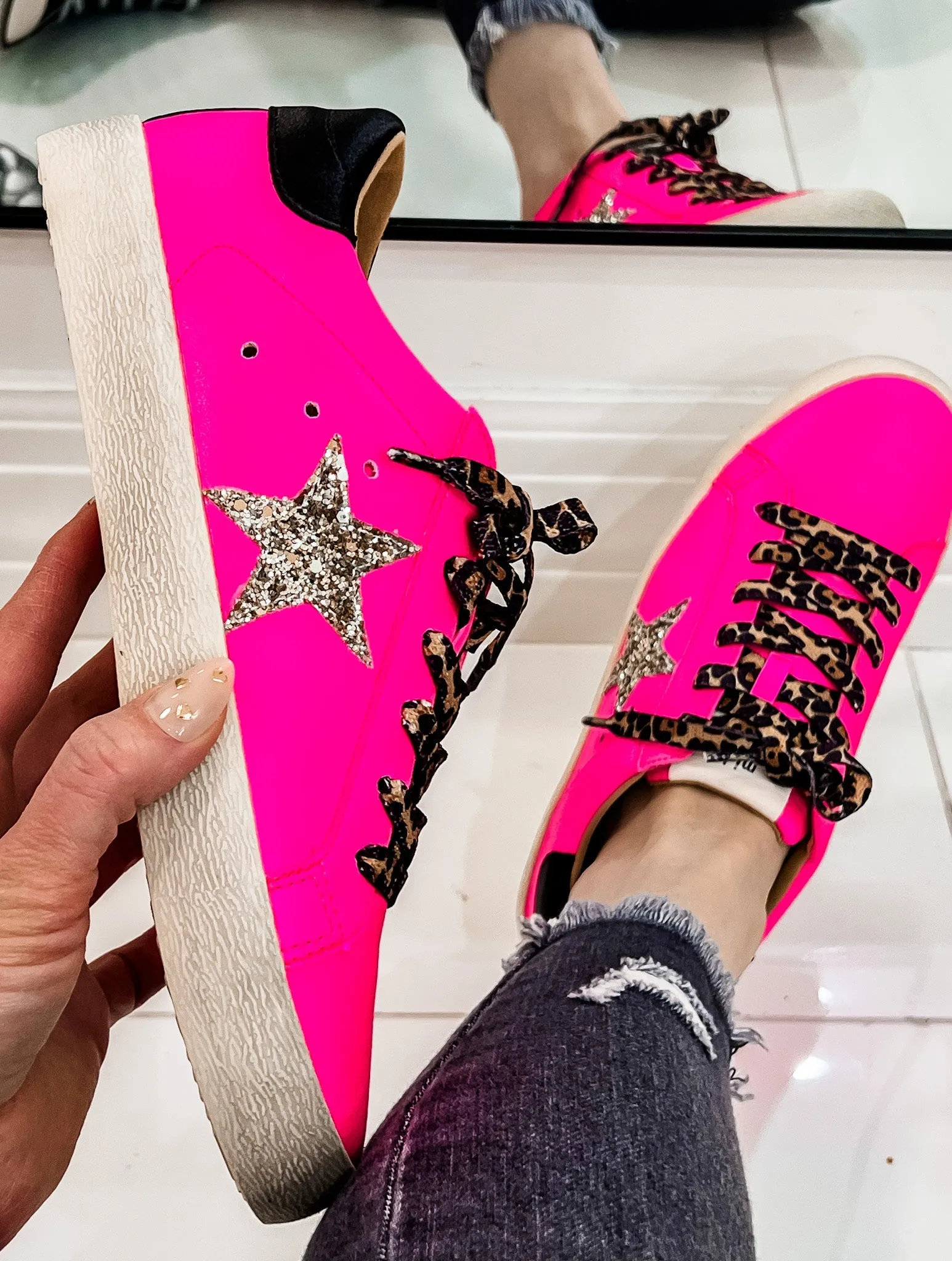 Neon Pink Star Sneaker