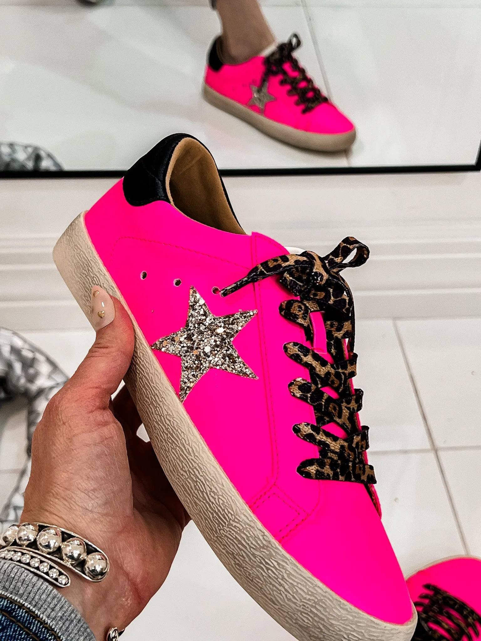 Neon Pink Star Sneaker