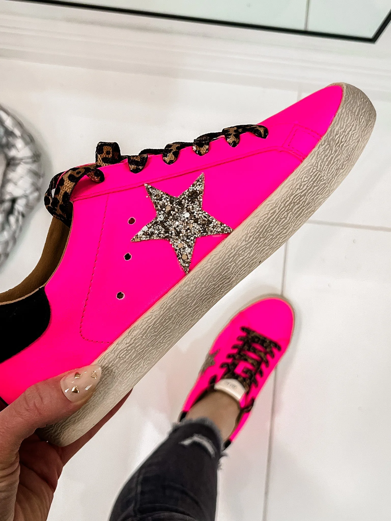 Neon Pink Star Sneaker